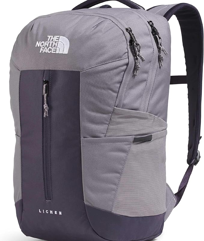 The North Face Lichen Daypack - Everyday Commuter Backpack, Laptop Sleeve, Water Bottle Pockets, Center Front Pouch, Transcendent Grey/Endless Dusk, One Size