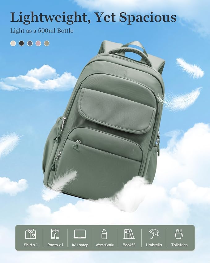 School Backpack for Women Men Cute Backpack for College Students Lightweight High School bag for Teens Girls Boys Waterproof Casual Daypacks Bookbag(Green)