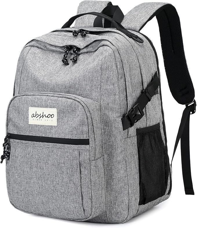 abshoo Classical Laptop Travel Backpack for Women Men College School Bookbag With USB Charging Port (Grey)