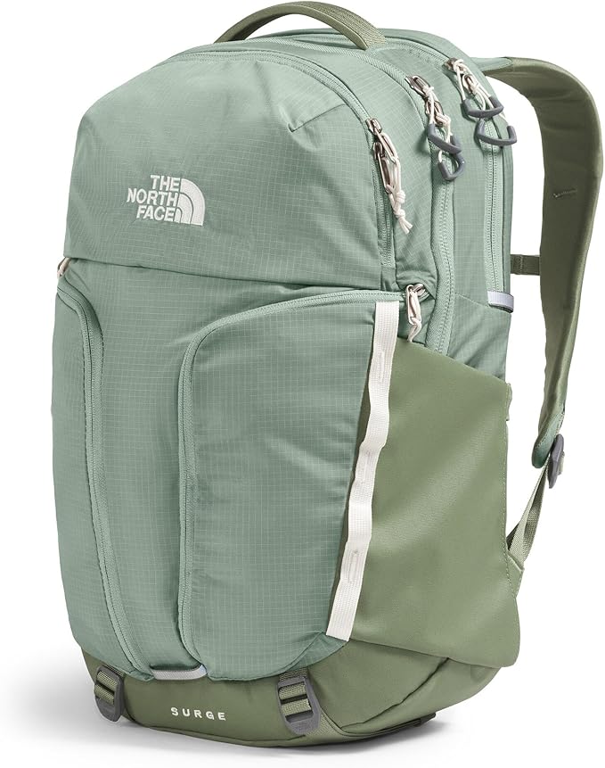 The North Face Women's Surge Commuter Laptop Backpack - Everyday Travel Bag, Laptop Sleeve, Water-Repellent, Slate Moss/Bark Mist, One Size