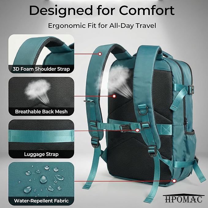 Vacuum Compression Backpack, Carry-On Size Travel Backpack with Vacuum System and Pump, Expands to 45L Packing Capacity, Fits 17” Laptop & 2–5 Days of Clothes, Water-Resistant Compression Backpack