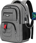 School Backpack for Boys Teens, Backpack for Men Women, 15.6 Inch Laptop Backpacks with USB Port, Water Resistent book bag, Work College Student Bookbag, back pack, Grey