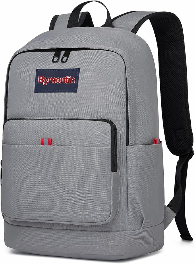 Classic Casual Backpack, Lightweight Daypack with 10 Pockets, Laptop Compartment, EVA Foam Pad (Grey)