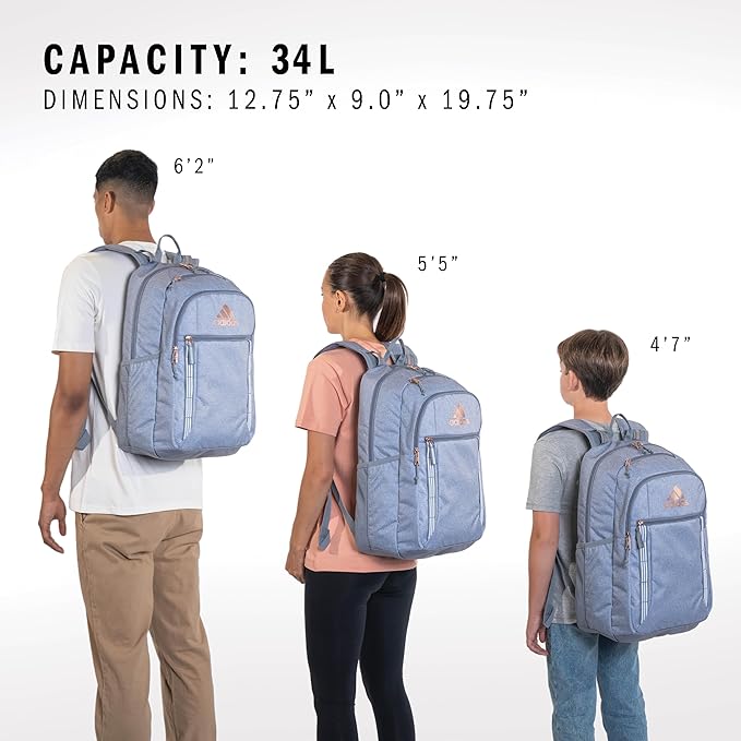 adidas Excel Backpack for Men & Women – Durable Large Athletic Laptop Bag
