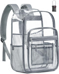 Extra Large Clear Backpack with TSA Lock, Heavy Duty Transparent See Through Clear Bookbag for College, Work, Travel, Casual Sport, Grey