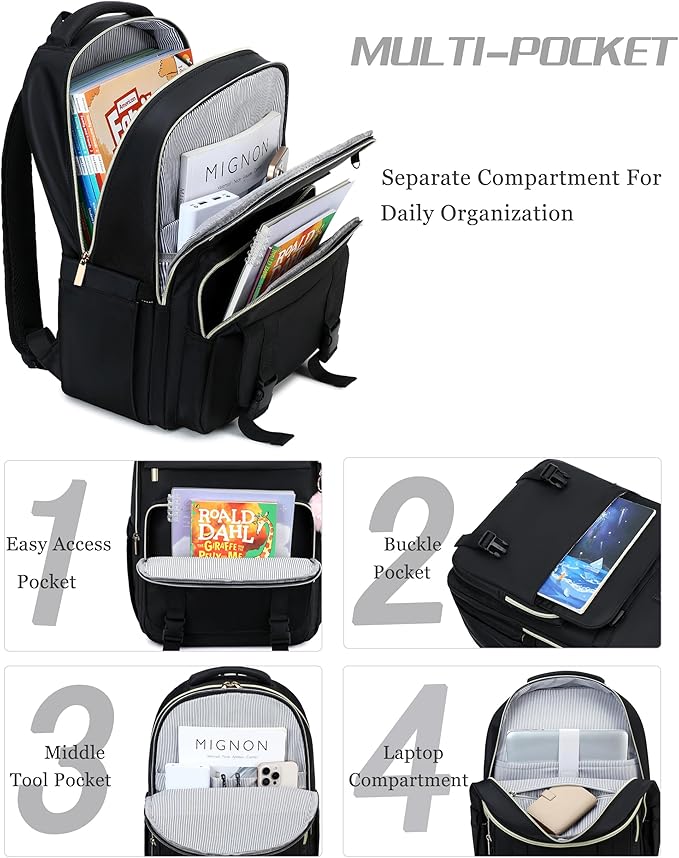 Caoroky knight Women Laptop Backpack 15.6 Inch Office Business Work Backpacks Purse Anti Theft Travel Back Pack School College Bookbag Nurse Teacher Learning Daypack Computer Rucksack,Black