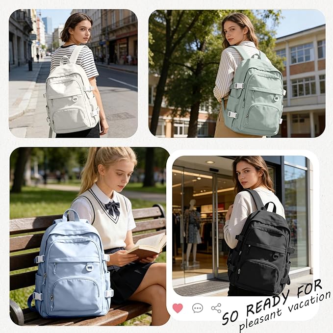 Lightweight College Backpack Cute School Bag High School Backpack Casual Daypack Backpack (Dark Blue)