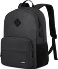 Black Backpack for School Teen Boys & Girls, Lightweight Casual Backpacks for Men and Women, Classic Basic Water Resistant Casual Daypack Fit 17.3 Inch Laptop