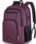 RAINSMORE Laptop Backpack 17 Inch Large Travel Backpack for Women Waterproof Computer Backpack Work Business College Bookbag TSA Friendly with USB Port, Rose Red