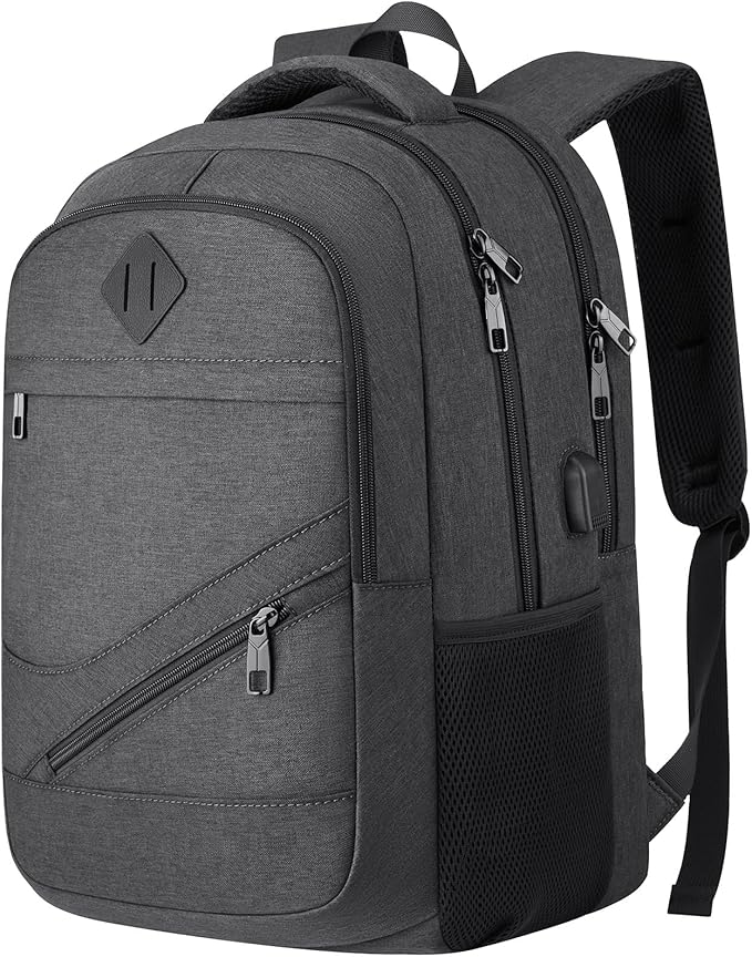 School Laptop Backpack for Women Men: 15.6 Inch College High School Backpacks with USB Charging Port Waterproof Travel Back Pack with Anti-theft Pockets Casual Work Daypack for Boys Students