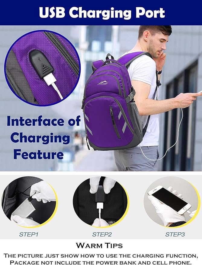 ProEtrade Extra Large Backpack Bookbag for College Laptop Travel, Fit Laptop Up to 17 inch with USB Charging Port Multi Compartment Anti theft, Gift for Women Men (Light Purple)