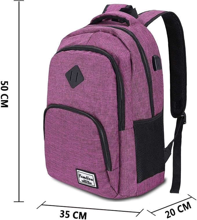 YAMTION Backpack for Women,School Bookbag for Teen Girls College Backpack with USB Charging Port,Pink