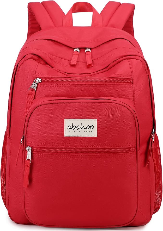 abshoo 32L Big Student Laptop Backpack For College Men Women Middle High School Teen Bookbag Travel Backpack Daypack (Red)