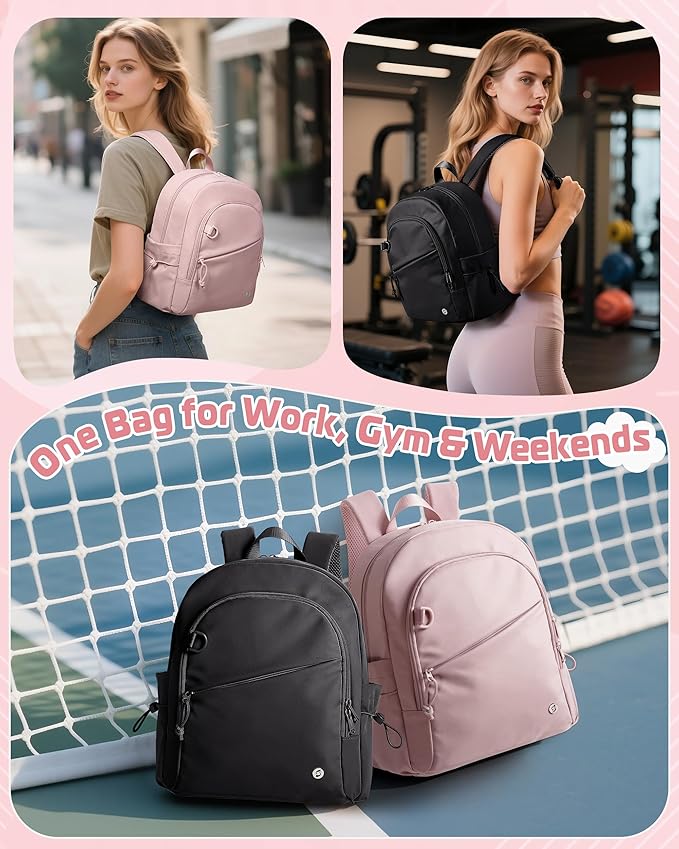 Women Mini Backpack with Wet Pocket and RFID Blocking Pocket, Small Backpack Purse for Gym, Work, College or Travel, Black