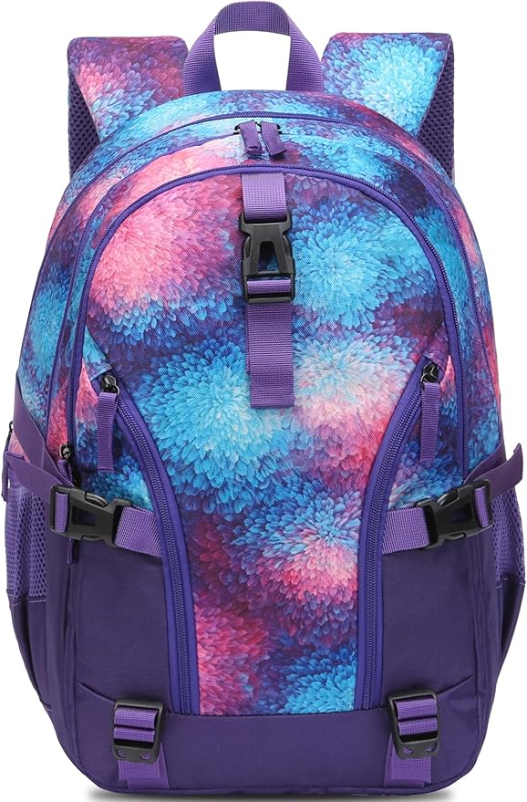 BLUEFAIRY High School Backpack for Girls Boys Middle School Bookbag for Kids Back to School Bag for College with Large Compartment Casual Daypack Mochilas para Niñas Adolescentes 18" Grape Purple