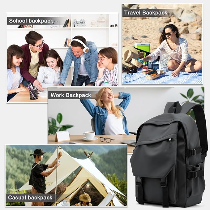 Casual Daypack Large upgraded version College Laptop Backpack for Men Women Water Resistant Lightweight School Bag Travel Rucksack for Sports High School Middle Bookbag for girls Size L(Dark grey)