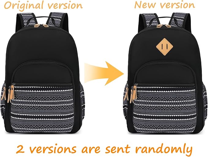 Leaper Travel Backpack for Women Laptop Backpack for Men Water-resistant School Backpack for Girls Kids Boys Back Pack Casual Daypack Satchel Geometric Black