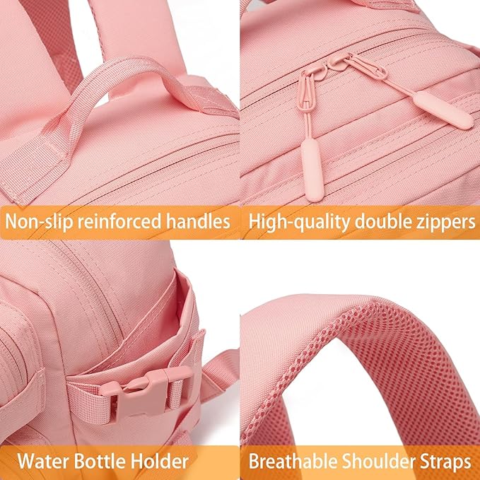 Mini Tactical Backpack for Women, Small Gym Backpack 9L Molle Bag for Woman of Travel, Camping Hiking Sports Running(Pink)