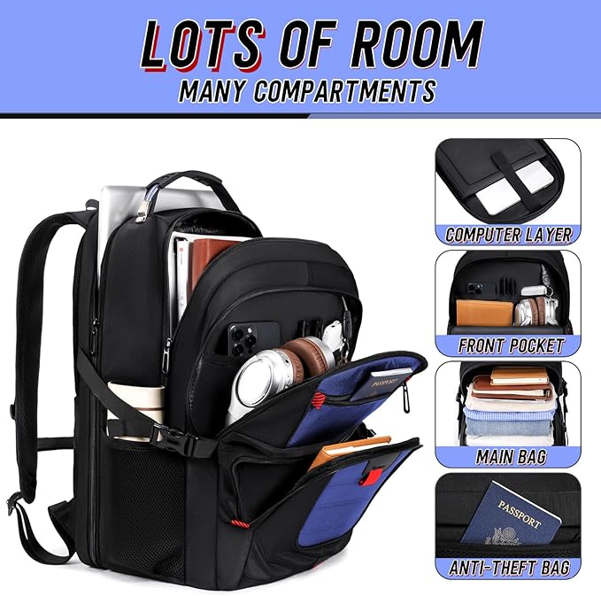 Z-MGKISS 18.4 Large Travel Backpack, USB Computer Bagpack Fits 18.4 Inch Laptop, Business Backpack for Men, TSA Flight Approved, Laptop Backpacks, Blue