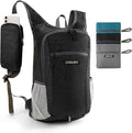 Small Hiking Backpack with Detachable Front Phone Holder, Foldable Packable Back pack with Chest and Waist Strap, Lightweight Daypack for Women Men (Black, 15L)