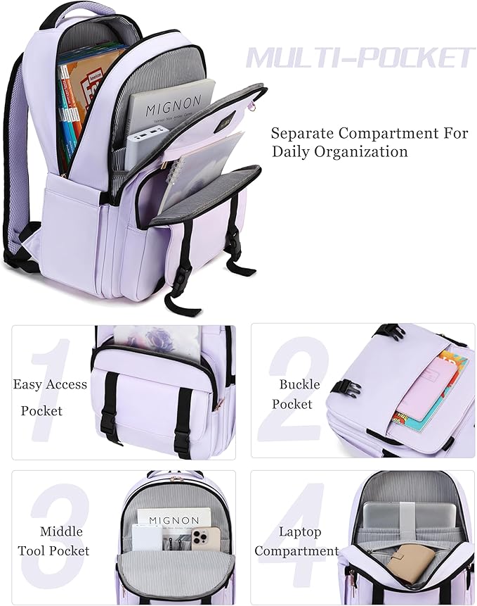 Caoroky knight Women Laptop Backpack 15.6 Inch Office Business Work Backpacks Purse Anti Theft Travel Back Pack School College Bookbag Nurse Teacher Learning Daypack Computer Rucksack,Purple