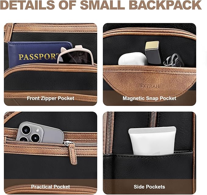 Small Backpack Purse for Women, Mini Backpack Vegan Leather with RFID Blocking & Tablet Pocket, Cute Shoulder Handbag for Travel, School & Work Black Brown