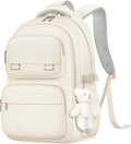 School Backpack for Kids Girls Cute Travel Backapck for College Women Men Casual Laptop Bookbag for Teen Student(Beige)