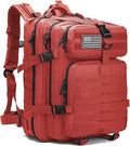 Tactical Backpack for Men, 45L Military Gym Backpacks, Large 3-Day Assault Pack Bug Out Bag MOLLE Daypack for Rucking Fishing Camping (Red)