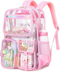 Clear Backpack for School,Heavy Duty PVC Transparent Bookbag for Girls Stadium Approved See Through Backpack