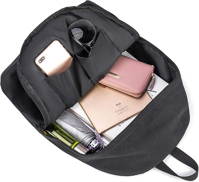 Canvas Laptop Backpack Durable Rucksack Travel Notebook Bag School Backpack Bookbag for Men Women Black Factory Directly
