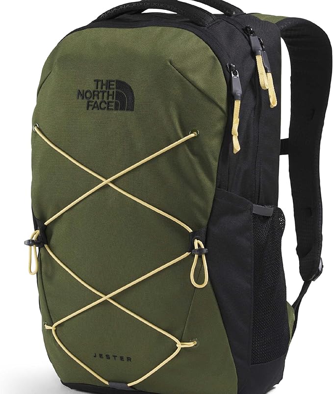 The North Face Jester Everyday Laptop Backpack - Commuter Daypack, Water Repellent, Laptop Sleeve, Woodland Green/TNF Black/Honeyed Sand, One Size