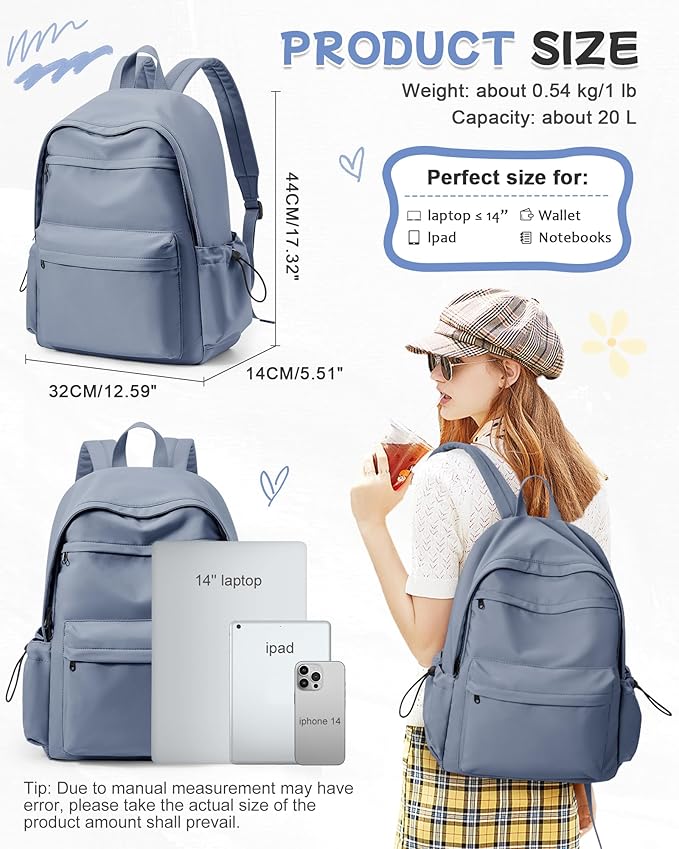 BJLFS Dark Blue Backpack for School Women Girls, Waterproof Bookbag Cute High School Backpackss for Men Teen Boys, Lightweight Travel College Backpack Mochilas Escolares para Casual Daypack Rucksack