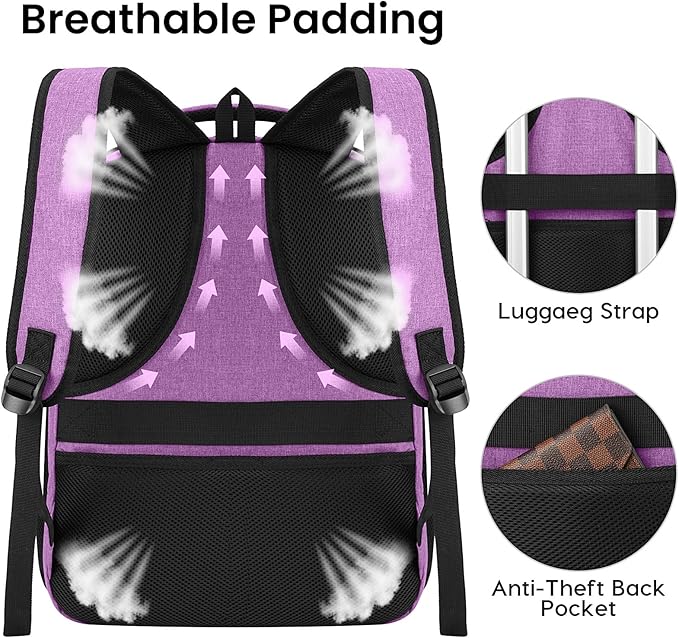 BIKROD Backpack for Girls Women, School Backpack for Teen Boys, Lightweight Casual High School Bookbag, Daily-use Travel Laptop Backpack with USB Charging Port Fits 15.6 Inch Notebook