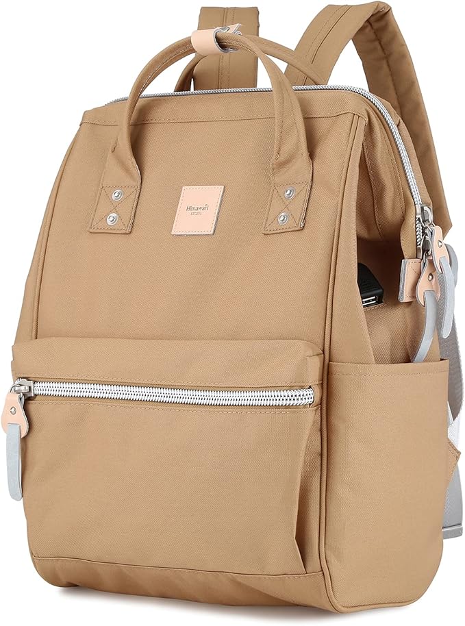 himawari Laptop Backpack for Women&Men Travel With USB Charging Port Large Business Bag Water Resistant College Computer Doctor (1881-Camel, Regular)