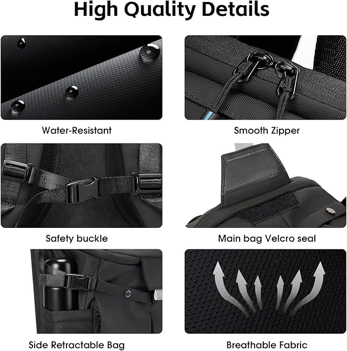 Travel Backpack for Men,Water Ressistant 17.3 Inches Laptop Backpack Lightweight Sports Casual Backpack for Travel/Commuter/Outdoor,Black