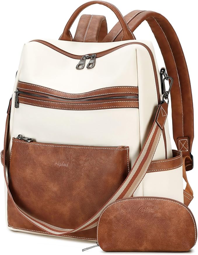Vegan Leather Laptop Backpack for Women 15.6 Inch Work Backpack Purse for Travel College