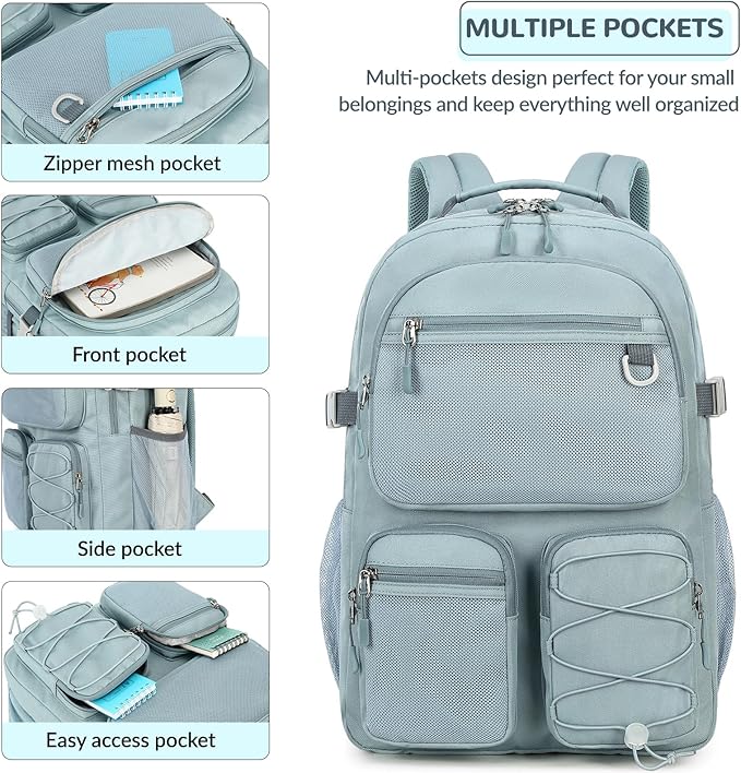 Lohol Multi-Pocket Backpack for Travel College, Heavy Duty Big Bookbag with 15.6 inch Laptop Compartment (Purple Galaxy
