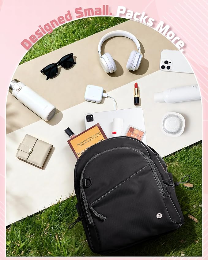Women Mini Backpack with Wet Pocket and RFID Blocking Pocket, Small Backpack Purse for Gym, Work, College or Travel, Black