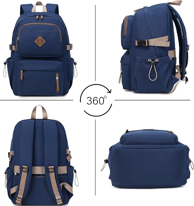 AO ALI VICTORY laptop backpack 15.6 inch anti theft travel backpacks for men and women large college bookbag work business daypack middle high school bag for girls boys teens students blue