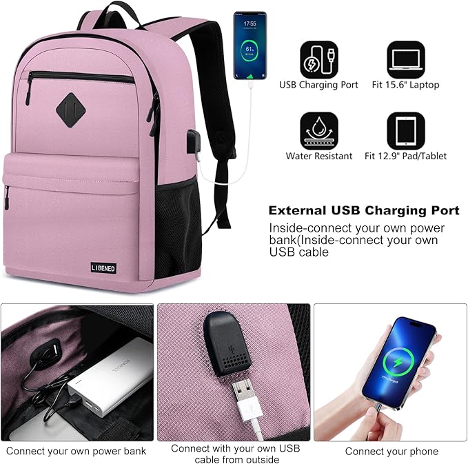Backpack for Teen Girls, Cute School Backpacks for Women Students Bookbag, Comfortable 15.6 inch Laptop Bookbag
