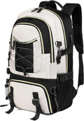 GAEKEAO Travel Backpack For Women Men Airline Approved 16 Inch Carry On Backpack with USB Charging Port Lightweight Casual Daypack for Hiking Business College Black with Beige