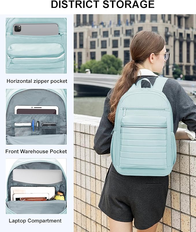 KEOFID Travel Backpack for Women, Womens Work Backpacks, Anti-theft Backpack Purse, Back pack for College Girls, Carry-On Travel Backpacks,Bookbag(Light Green)