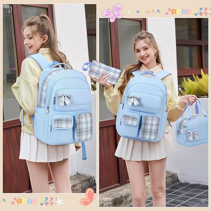 Backpack for Girls,School Backpacks for Teen,Cute College Bags for Women Students Large Bookbag 15.6 Inch Laptop Bag Back Pack Kids Kindergarten Elementary Casual Travel Daypacks Blue