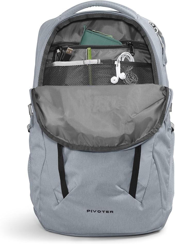 The North Face Pivoter Everyday Laptop Backpack - NPF, Mid Grey Dark Heather/TNF Black-NPF, One Size