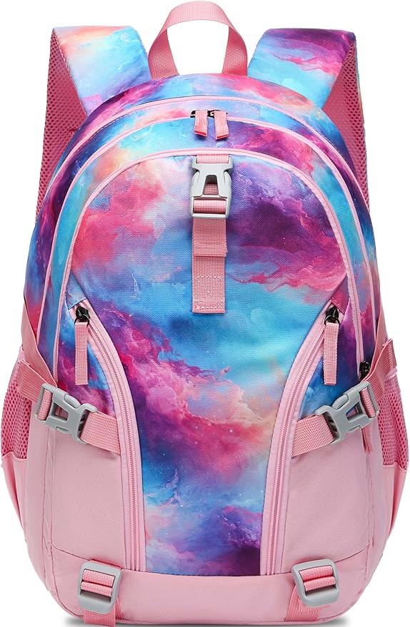 BLUEFAIRY High School Backpack for Girls Boys Middle School Bookbag for Kids Back to School Bag for College with Large Compartment Casual Daypack Mochilas para Niñas Adolescentes 18" Cherry Pink
