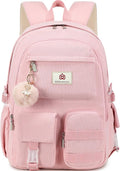 Hidds School Backpack for Teens Girls Women 15.6 Inch Laptop College Backpacks Corduroy Kids Bookbag Students Travel Daypack Womens (Pink)
