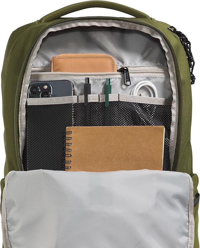 The North Face Lichen Daypack - Everyday Commuter Backpack, Laptop Sleeve, Water Bottle Pockets, Center Front Pouch, Woodland Green/TNF Black, One Size
