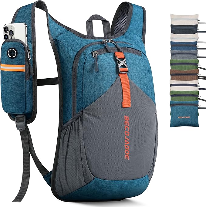 15L Small Hiking Backpack for Men Women Foldable Packable Back Pack Ultralight Hiking Daypack for Travel Camping Outdoor, Turquoise