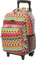 Rockland Double Handle Rolling Backpack, Tribal, 17"