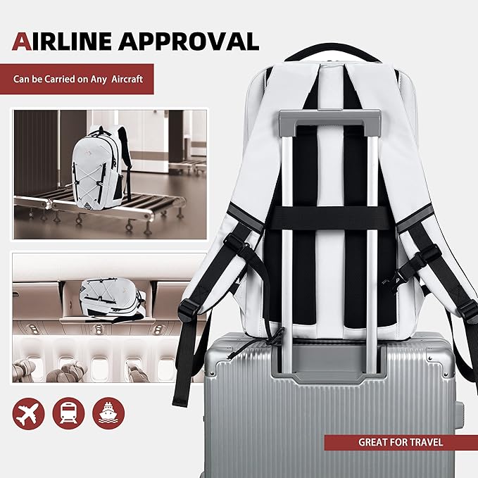 AO ALI VICTORY Women's Laptop Backpack 15.6 inch,Travel Backpack for Men,College Bookbag, Lightweight Outdoor Sport Hiking Back Pack, Everyday Daypack, White